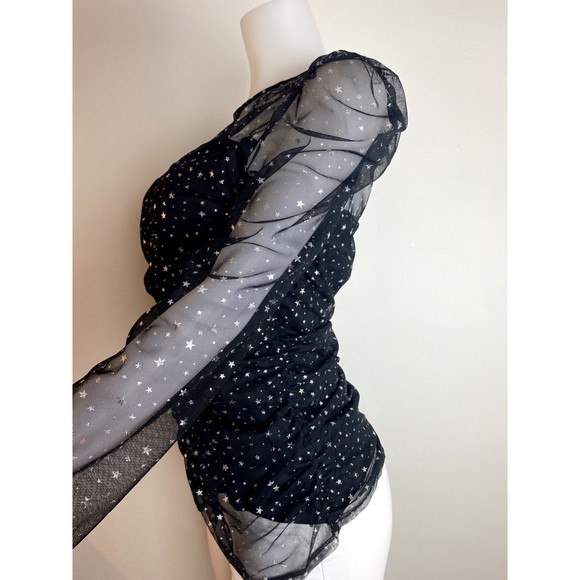 F. Express Top Size L Multicolor Blouse Long Sleeve Round Neck NWT $49 - Picture 6 of 9